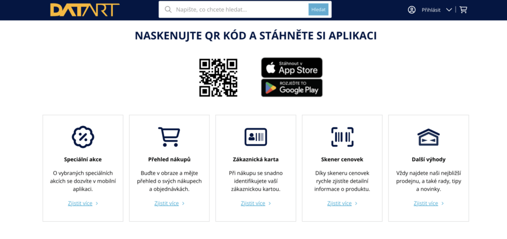 Mobilní aplikace Datart nabízí exkluzivní slevové kupóny a okamžitý přístup k výhodnějším VIP cenám přímo v telefonu.