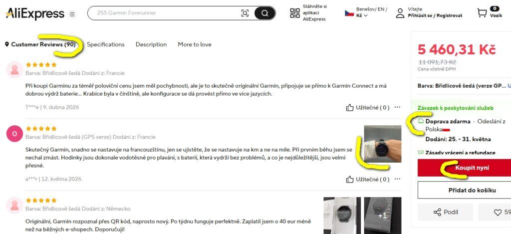 U produktu jsou důležité recenze chytrých hodinek z Číny a celkové hodnocení produktu, skutečné fotografie zákazníků a také místo odeslání plus doba dodání čínských smartwatch.