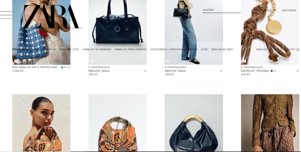 V nabídce kabelek Zara popustila uzdu fantazii, a tak zde vedle černých módních kusů lze potkat třeba korálkové taštičky.