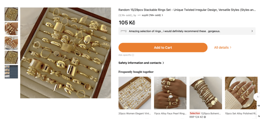 V kategorii prstenů dominují vizuálně atraktivní modely ve velkých sadách.