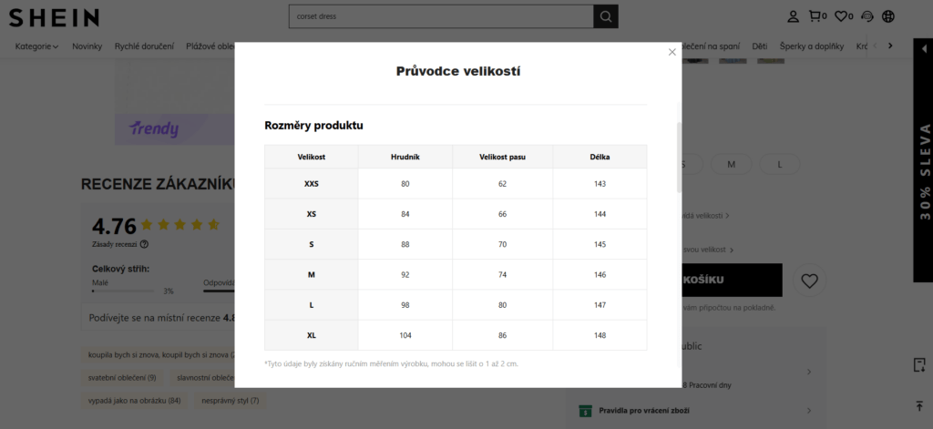 U každého produktu lze najít tabulku velikostí, obecně se doporučuje koupit o číslo větší.