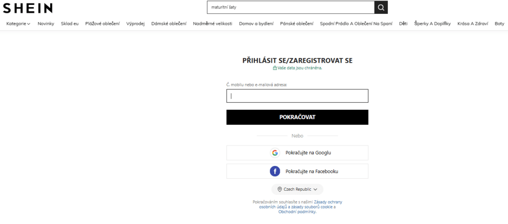 shein registrace